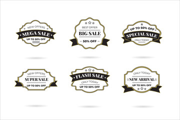 Set of retro vintage sale logo badges on a transparent background.