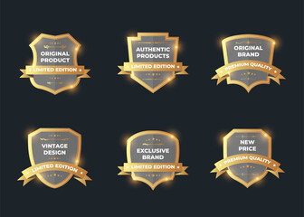 Set of retro vintage sale badge and levels on a dark background