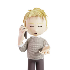 Man talking on mobile phone 3d character