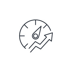 Accelerator and up arrow. Advance. Vector linear icon isolated on white background.