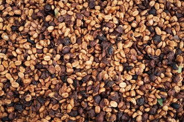 Coffee Processing ,Natural Dry Process ,Pulped-natural, Semi-dry Process ,Honey Process, Cherry coffee beans, yellow coffee ripeness dry . 