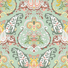 Abstract floral seamless pattern with foliage