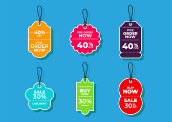 Sale horizontal labels and price tag, selling card and discount sticker. Best offer vector templates on a light background
