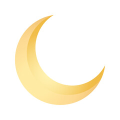 Ramadan flat moon icon element on transparent background