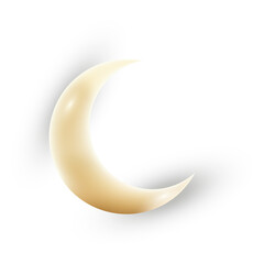 Fototapeta na wymiar Ramadan 3D moon icon element on transparent background