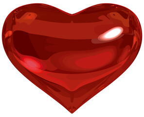 赤ガラスの立体的なハートオブジェクト　ベクターイラストレーション