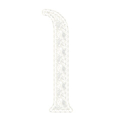 Beautiful floral lace alphabet set in uppercase and lowercase letters, off white color, isolated with transparent backgrounc. 