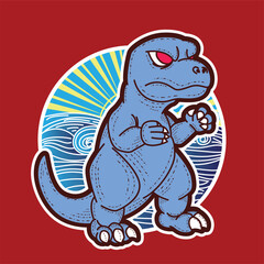 dino illustration with japanese style for kaijune event, notebook, logo