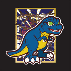 dino illustration with japanese style for kaijune event, notebook, logo