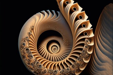 Fibonacci Fraktal Muschel Form Nahaufnahme, ai generativ