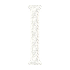 Beautiful floral lace alphabet set in uppercase and lowercase letters, off white color, isolated with transparent backgrounc. 