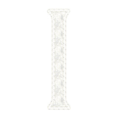 Beautiful floral lace alphabet set in uppercase and lowercase letters, off white color, isolated with transparent backgrounc. 