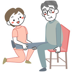 理学療法士とリハビリに取り組むシニア男性