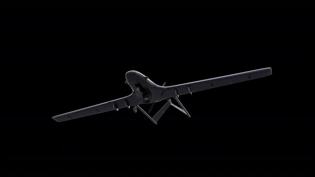 Bayraktar TB2 Military Drone Fly Animation Transparent Alpha Video