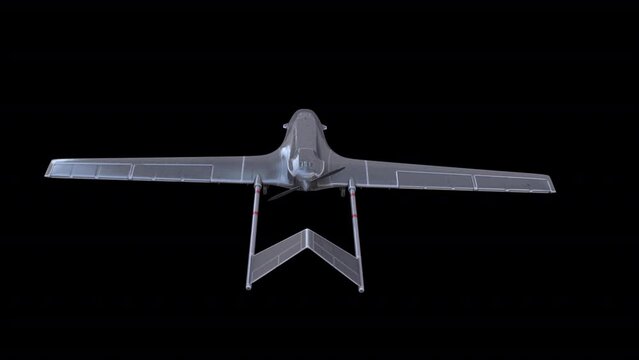 Bayraktar TB2 Military Drone Fly Animation Transparent Alpha Video