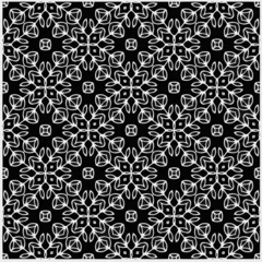 Poster Vector pattern in geometric ornamental style. Black and white color.Seamless repeat pattern.Simple geo all over print block for apparel textile, ladies dress, fashion garment, digital wall paper. © t2k4