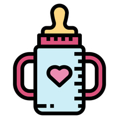 Baby bottle filled outline icon style