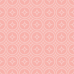 Interlocking circles White and Pink pattern. Seamless background tile.

