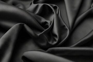 Naklejka na ściany i meble synthetic nylon fabric in black. fabric with a strong, black texture. Nylon black serves as the backdrop. Generative AI