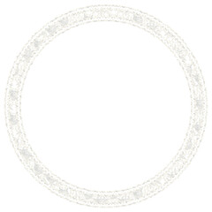 Beautiful floral lace frame or border, in circle, oval, and flower outline. Off white color, isolated with transparent background. 
