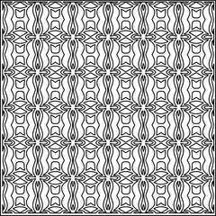 Stylish texture with figures from lines.
Abstract geometric black and white pattern for web page, textures, card, poster, fabric, textile. Monochrome graphic repeating design.