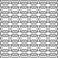 Stylish texture with figures from lines.
Abstract geometric black and white pattern for web page, textures, card, poster, fabric, textile. Monochrome graphic repeating design.