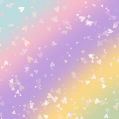 Fototapeta na wymiar Hearts Bokeh Pastel Rainbow Ombre Gradient Background