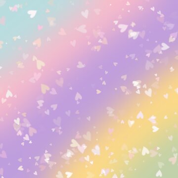 Hearts Bokeh Pastel Rainbow Ombre Gradient Background