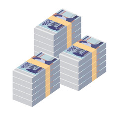 Fototapeta premium Cambodian Riel Vector Illustration. Cambodia money set bundle banknotes. Paper money 5000 KHR. Flat style. Isolated on white background. Simple minimal design.