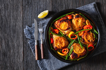 honey mustard lemon chicken thighs with veggies