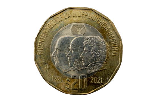 Moneda de veinte pesos del Bicentenario de la independencia Nacional 2021