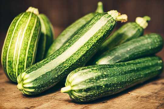 green fresh healthy zucchini, generative AI
