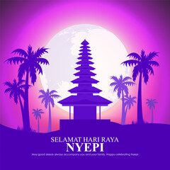 Obraz premium Vector illustration of Hari Raya Nyepi banner