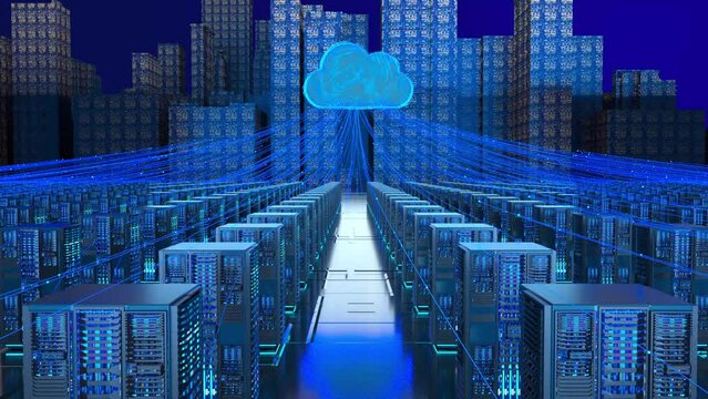 The data in the computer room of the enterprise is uploaded to the cloud server.