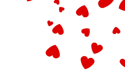 Red hearts of various sizes on white background. 3D illustration. PNG file format.
