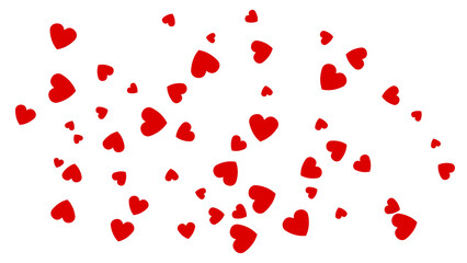 Red hearts of various sizes on white background. 3D illustration. PNG file format.