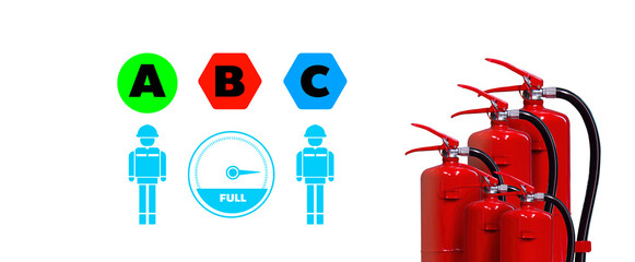 dry chemical fire extinguisher  tank. control room for emergency safety. Isolated on white...