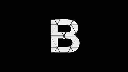 3D shattered Letter B White color Alphabet
