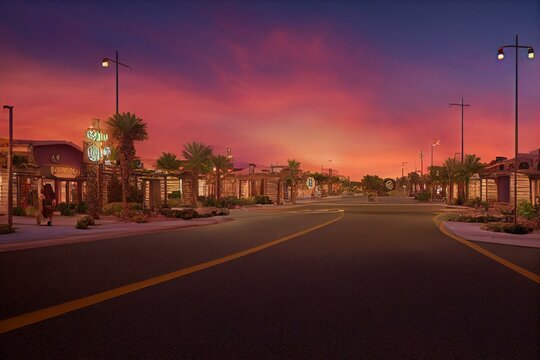 Cimarron Village North Neighborhood In Las Vegas, Nevada USA. Generative AI