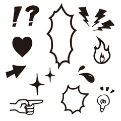 マーク　アイコンの手書き　イラスト素材セット