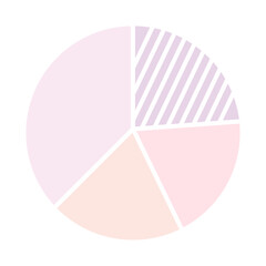 Circle pie chart pink and white pills isolated