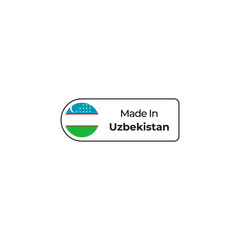 Made in Uzbekistan png label design with flag and text