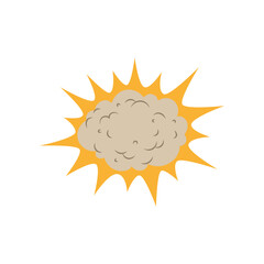 Explosion and smoke vector illustration. Cartoon drawing of bomb blast, fire, cloud of smoke after burst on white background. War, armament concept