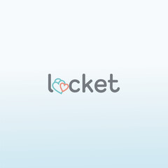 LOCKET with love icon vector logo