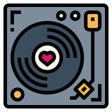 stylized turntable with heart record clip art preview