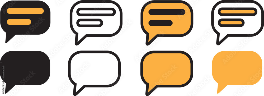 Poster messages mockup in different colors. bubble chat template of conversation. sms interface on phone. i