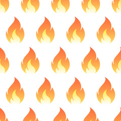 Burning flames vector seamless pattern. Color vector elements on white background. Best for textile, wallpapers, home decoration, wrapping paper, package and web design.