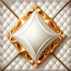 3d wallpaper white rhombus bordered by gold