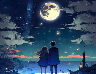 anime lovers in the night