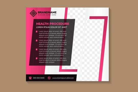 health procedure technology banner design template use horizontal layout. white background combined with pink gradient and black colors on element. diagonal space of photo collage. abstract vector